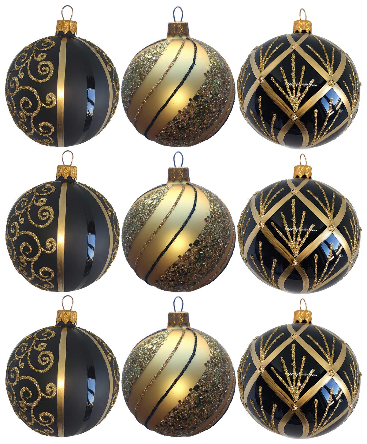 CHRISTBAUMKUGEL-SET 8 cm 9-teilig  - Goldfarben/Schwarz, LIFESTYLE, Glas/Metall (8cm) - X-Mas