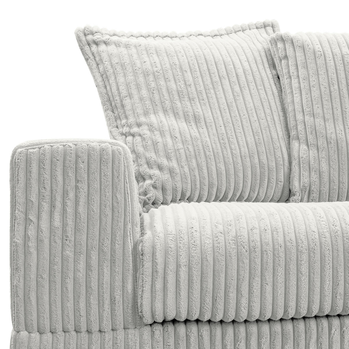 ECKSOFA in Cord Weiß  285/195 cm  - Schwarz/Weiß, Design, Kunststoff/Textil (285/195cm) - MID.YOU