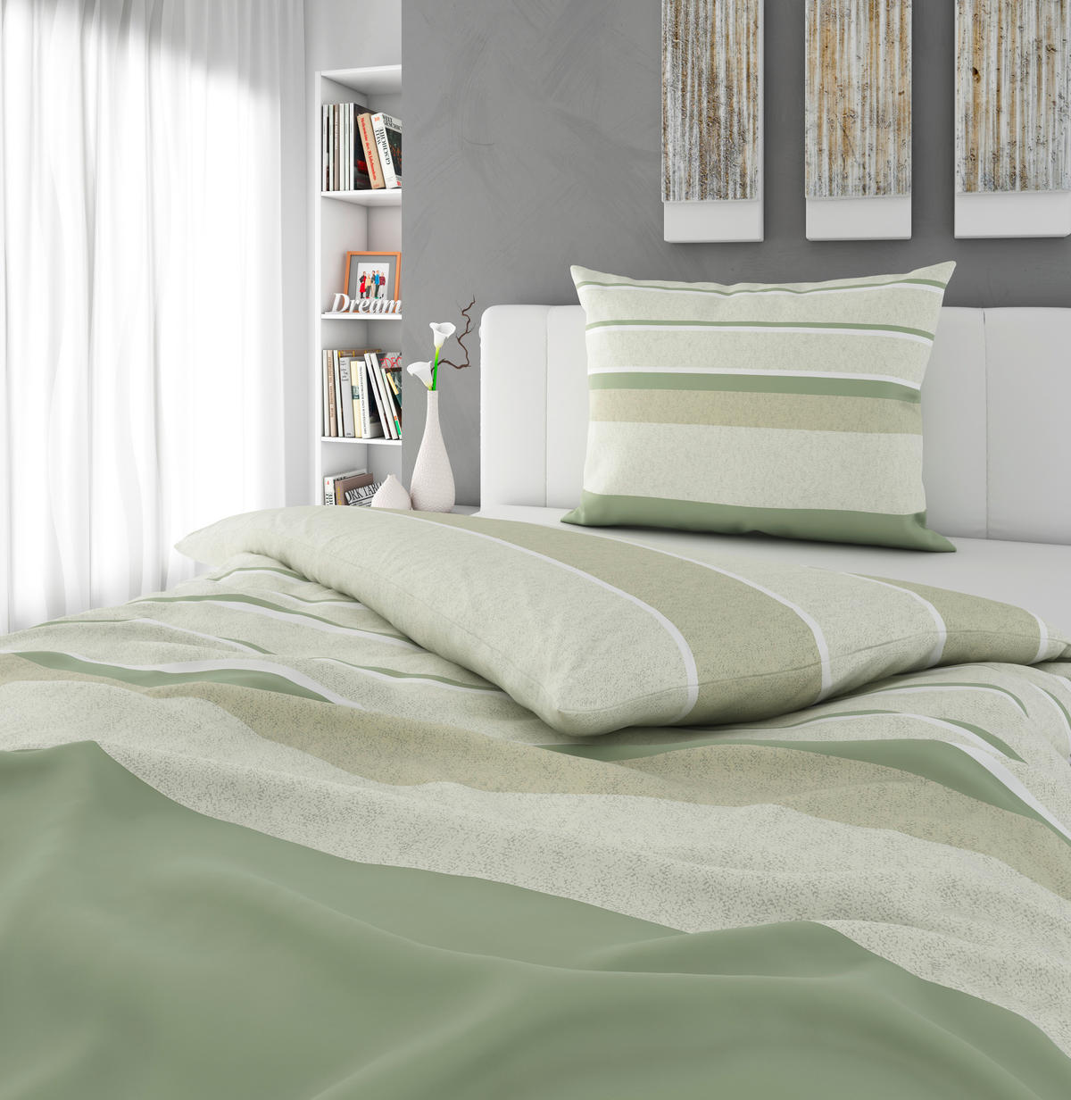 BETTWÄSCHE CREST Renforcé 140/200 cm  - Grün, KONVENTIONELL, Textil (140/200cm) - Esposa