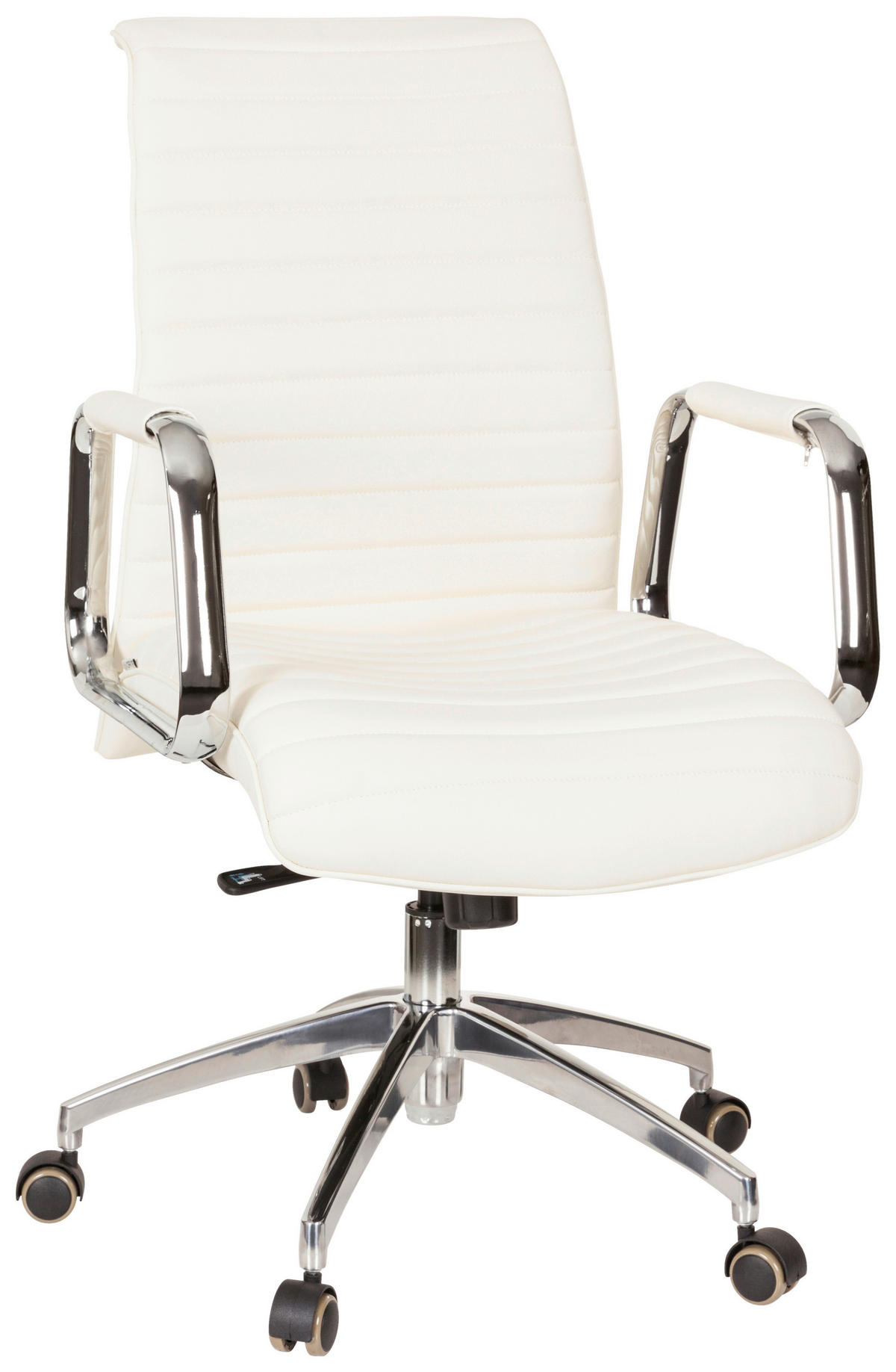 DREHSTUHL Lederlook Creme, Silberfarben  - Silberfarben/Creme, MODERN, Leder/Kunststoff (59/114/50cm) - MID.YOU