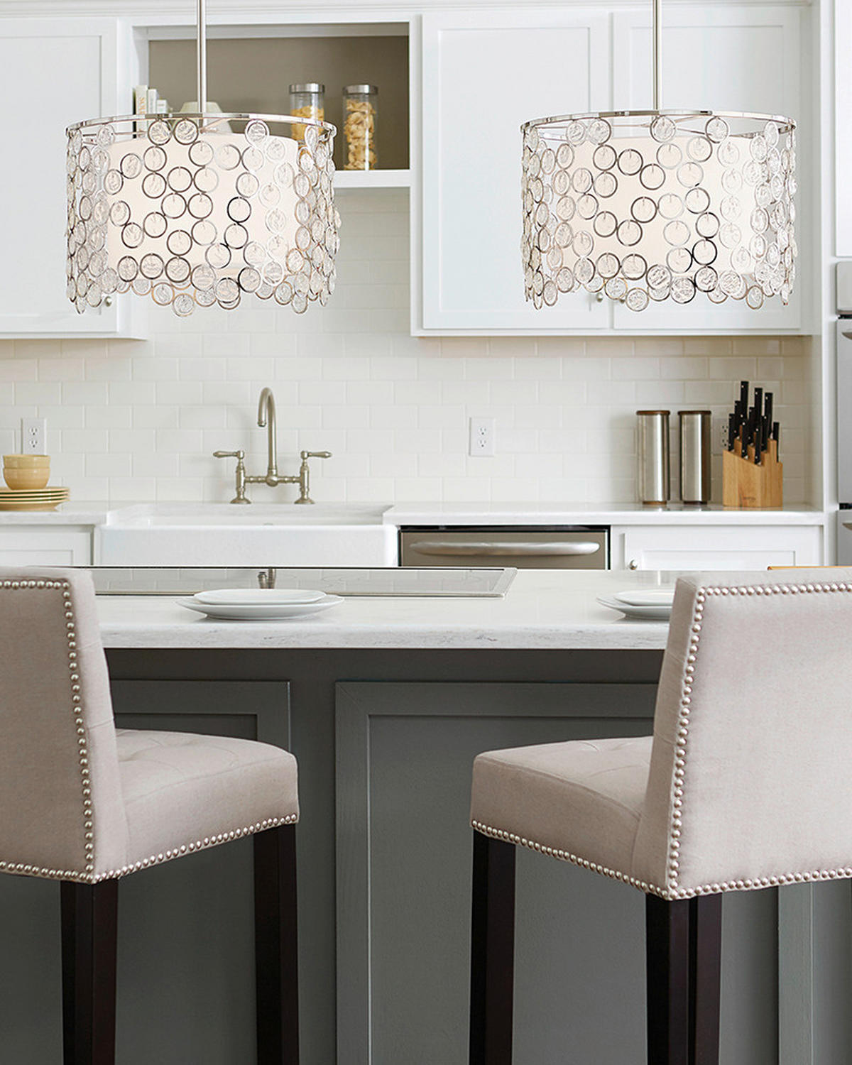 HÄNGLAMPA Elstead Lexi 48.3/52 cm  - nickelfärgad, Klassisk, metall (48.3/52cm) - Elstead Lighting