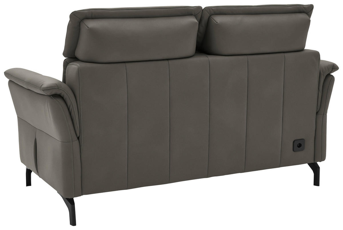 2-SITZER-SOFA in Echtleder Dunkelgrau  - Dunkelgrau/Schwarz, Konventionell, Leder/Metall (178/103/92cm) - Dieter Knoll