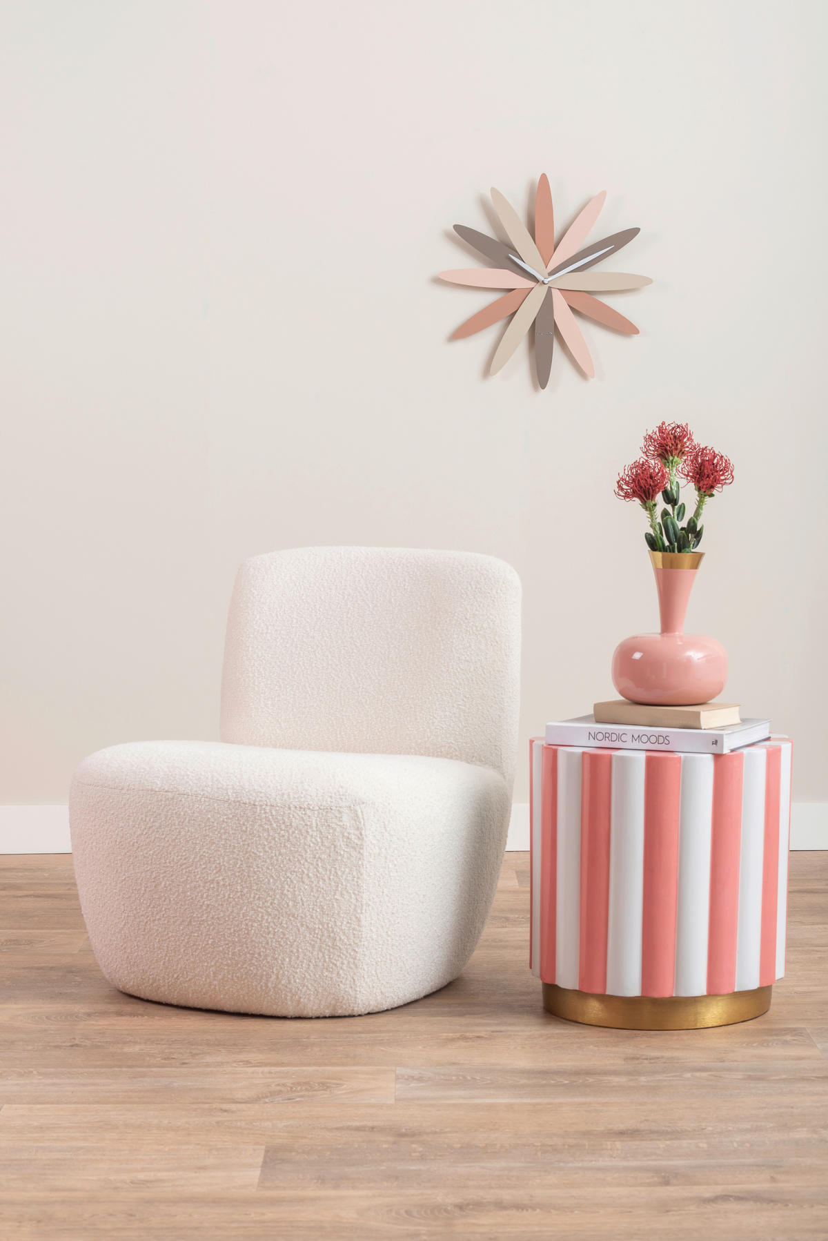 HOCKER in Metall Pink, Weiß  - Pink/Weiß, Basics, Metall (40/41/40cm)