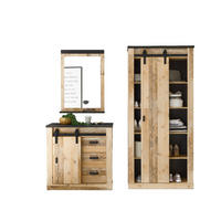 GARDEROBE 3-teilig  in 206/201/43 cm  - Anthrazit/Naturfarben, Design, Glas/Holzwerkstoff (206/201/43cm) - Modante