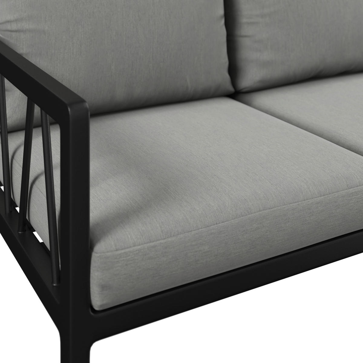 3-SITZER-BANK 177/84,5/81,5 cm Netzbespannung, Webstoff Anthrazit, Grau  - Anthrazit/Grau, Design, Textil/Metall (177/84,5/81,5cm) - Amatio