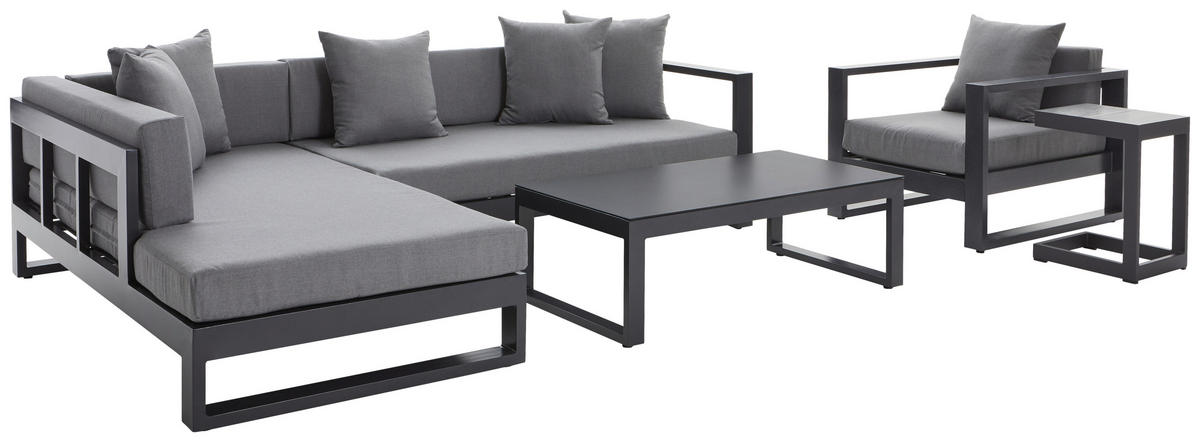 LOUNGEGARNITUR 180/248 cm Aluminium  - Anthrazit, Design, Glas/Textil (180/248cm) - Amatio