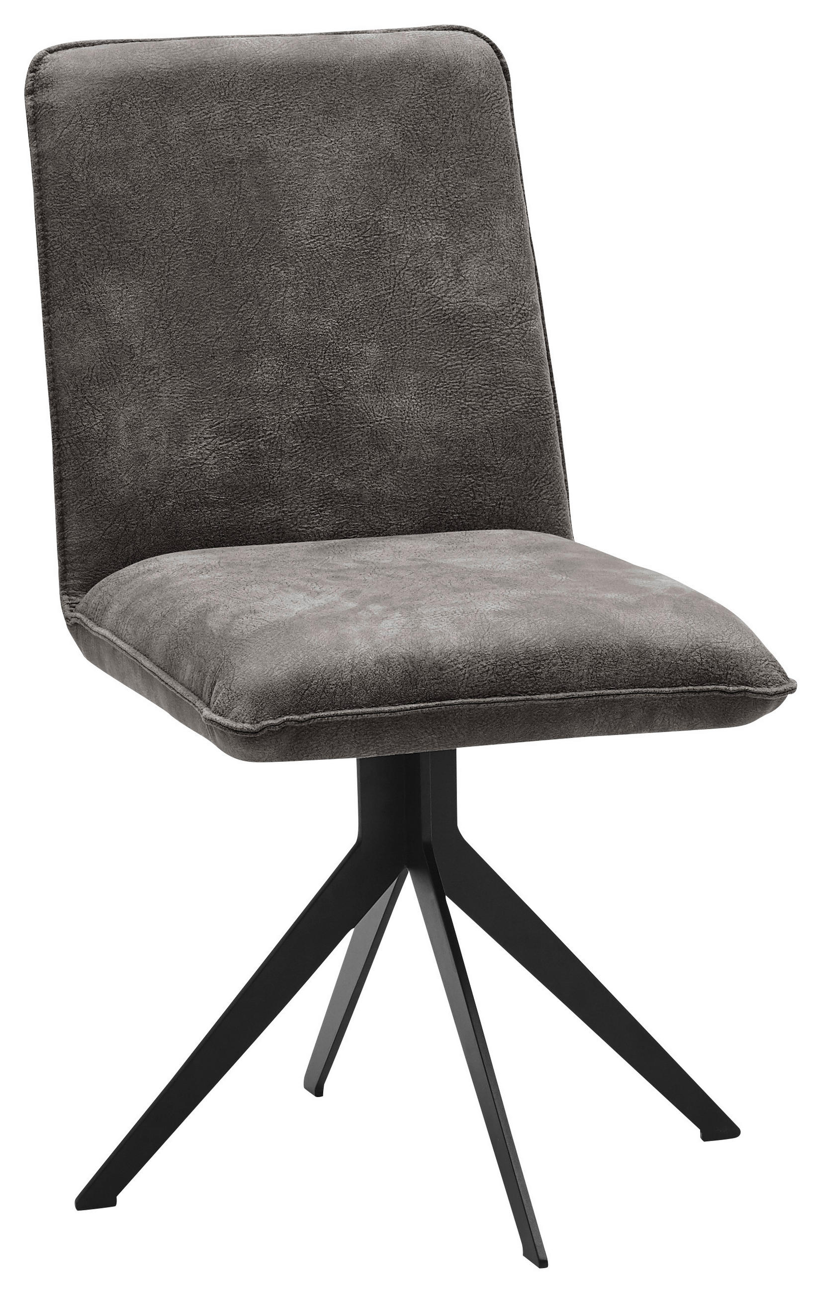 STUHL Lederlook Schwarz, Dunkelgrau  - Dunkelgrau/Schwarz, Design, Textil/Metall (46,5/87/64cm) - Voleo