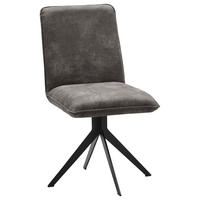 STUHL  in Stahl Lederlook  - Dunkelgrau/Schwarz, Design, Textil/Metall (46,5/87/64cm) - Voleo