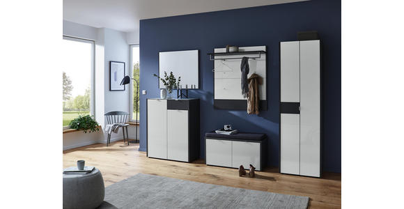 GARDEROBENPANEEL 98/108/30 cm - Graphitfarben/Weiß, Design, Glas/Holzwerkstoff (98/108/30cm) - Voleo