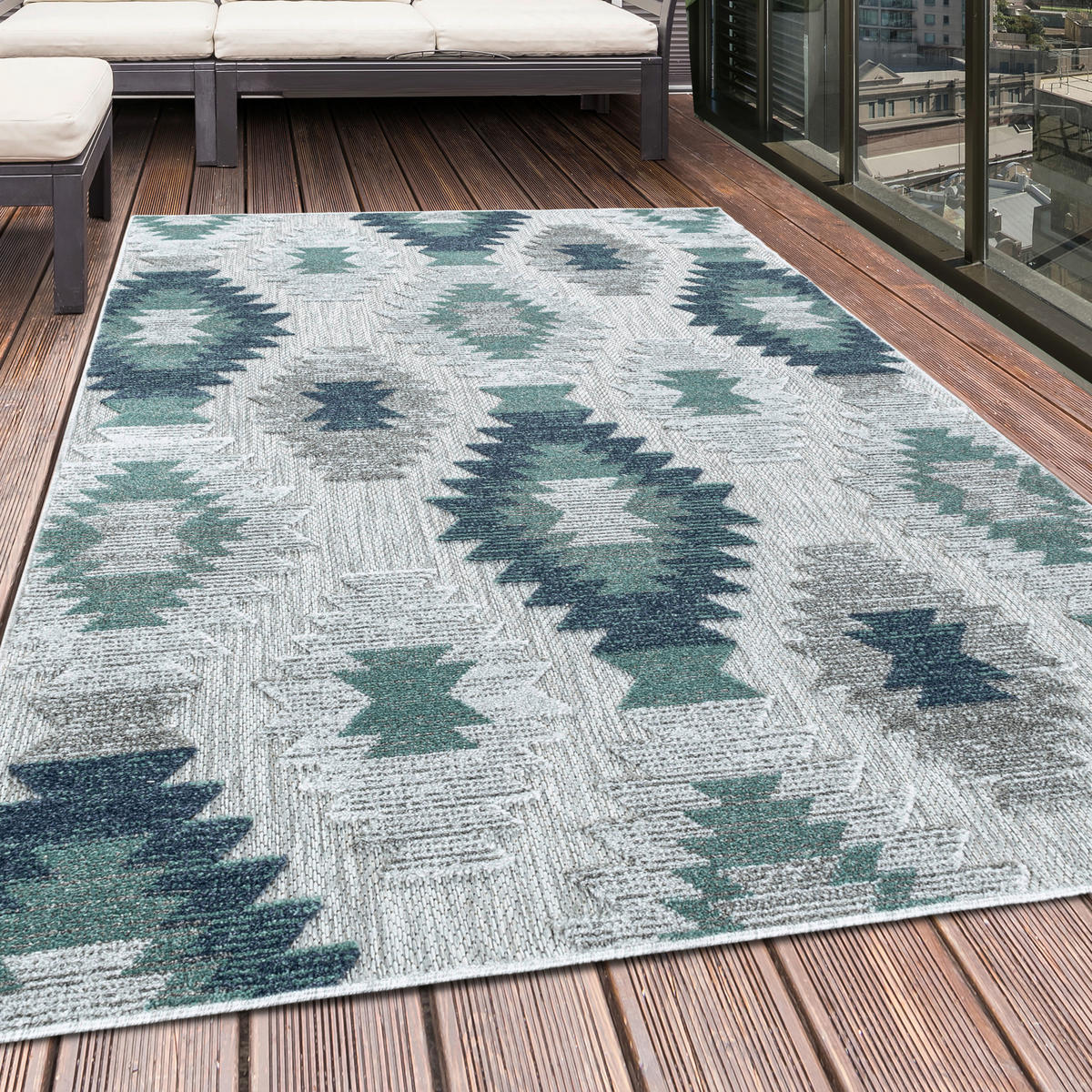 FLACHWEBETEPPICH 200/290 cm Bahama Blau  - Blau, Design, Textil (200/290cm) - Novel