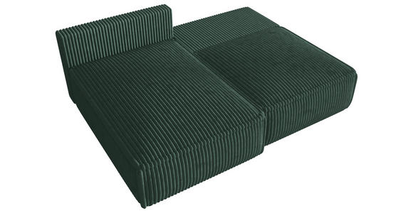 ECKSOFA Dunkelgrün Cord Zierkissen, Rückenkissen, Schlaffunktion, Rücken echt  - Dunkelgrün/Schwarz, MODERN, Kunststoff/Textil (153/200cm) - Xora
