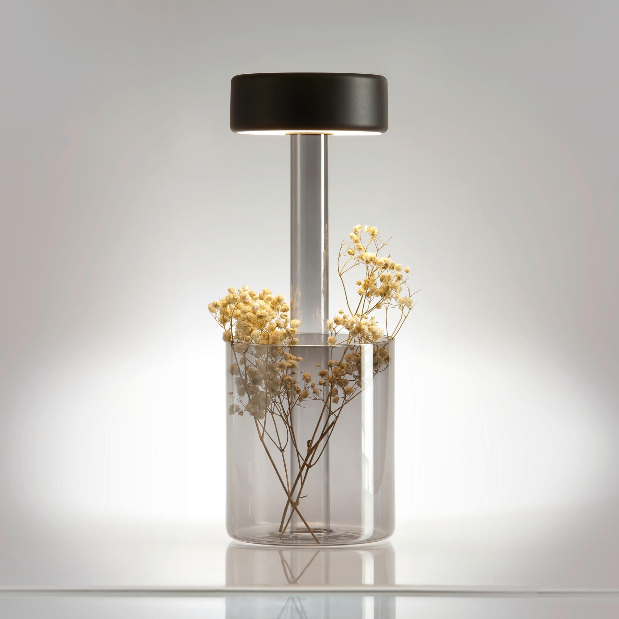 AKKU-TISCHLEUCHTE AI Collaboration 12/34,8 cm  - Transparent/Schwarz, Design, Glas/Metall (12/34,8cm) - MAYTONI