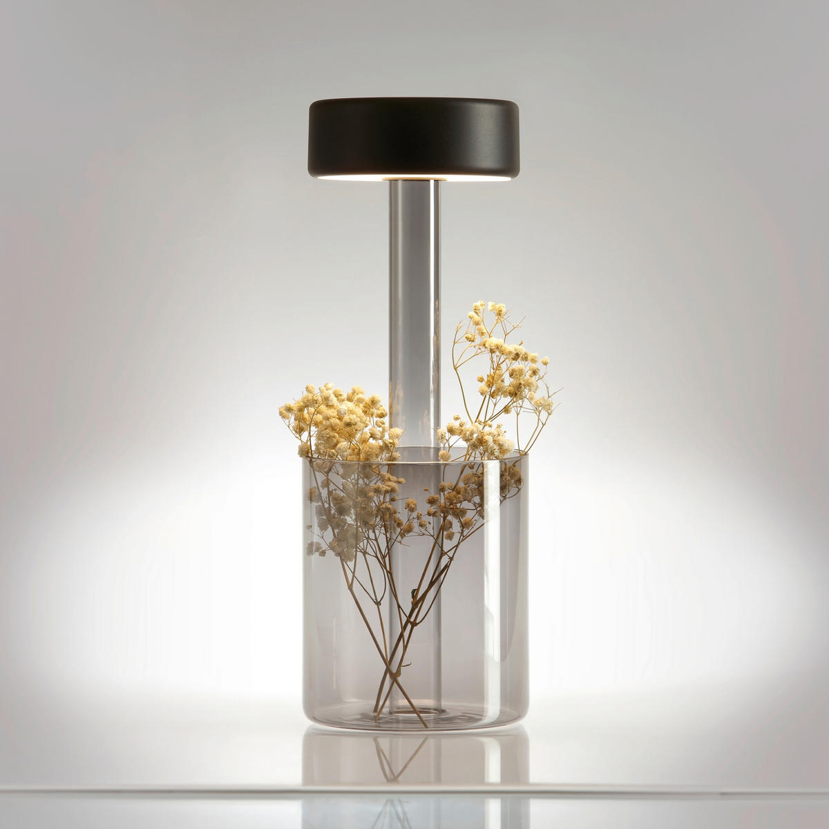 AKKU-TISCHLEUCHTE - Transparent/Schwarz, Design, Glas/Metall (12/34,8cm) - MAYTONI