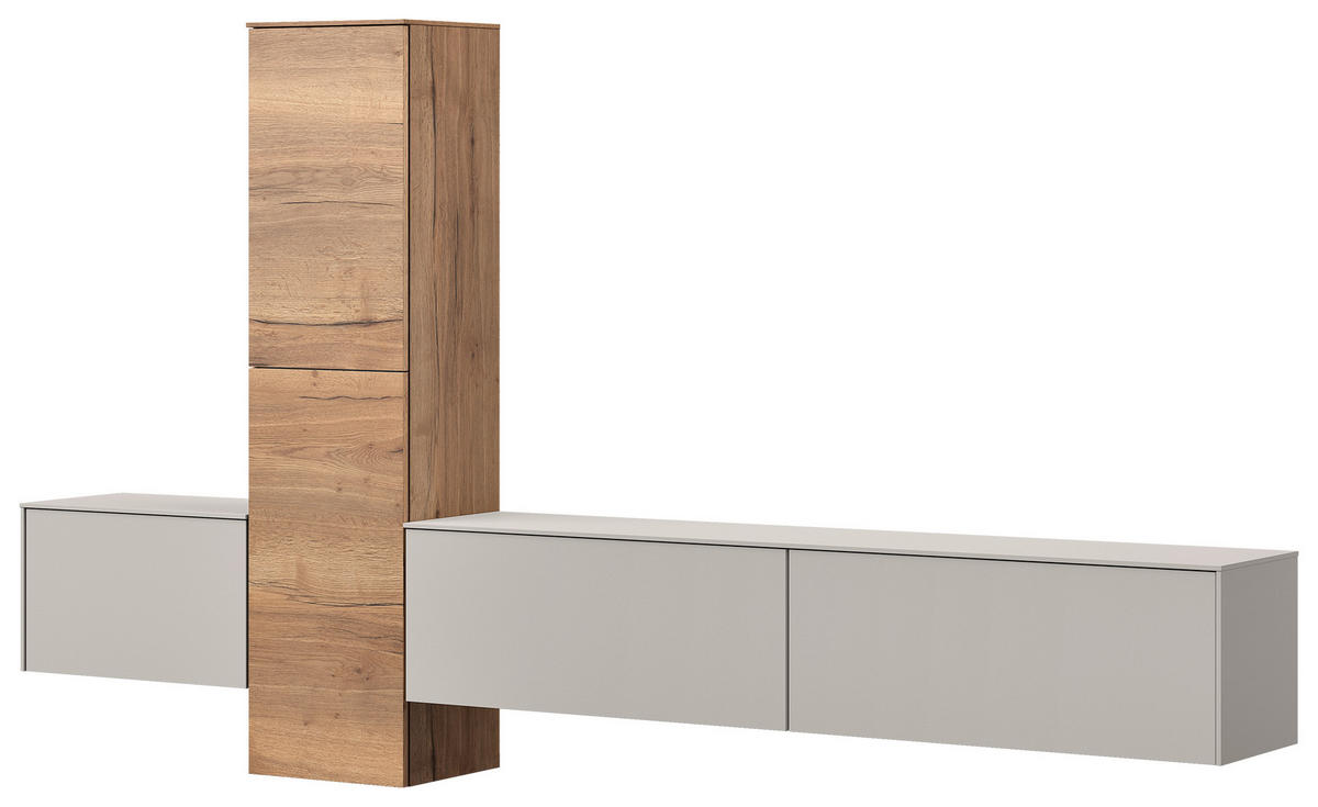 WOHNWAND  in Grau, Eichefarben  282/160/37 cm  - Eichefarben/Grau, Design, Holzwerkstoff (282/160/37cm) - Celina Home