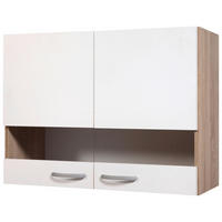 GORNJI KUHINJSKI ELEMENT  80/60/35 cm  - sonoma hrast/boja aluminijuma, Dizajnerski, staklo/metal (80/60/35cm) - Xora