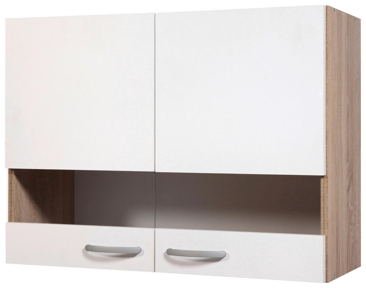 GORNJI KUHINJSKI ELEMENT  80/60/35 cm  - sonoma hrast/boja aluminijuma, Dizajnerski, staklo/metal (80/60/35cm) - Xora