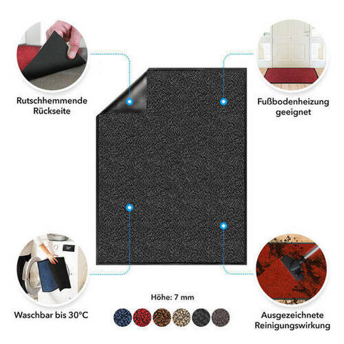 SCHMUTZFANGMATTE  40/60 cm  Blau  - Blau, KONVENTIONELL, Kunststoff/Textil (40/60cm) - Esposa