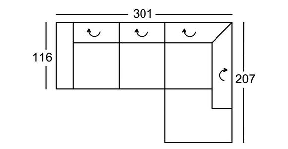 ECKSOFA  in Mikrofaser Dunkelgrau  301/207 cm  - Dunkelgrau/Schwarz, Design, Textil/Metall (301/207cm) - Xora