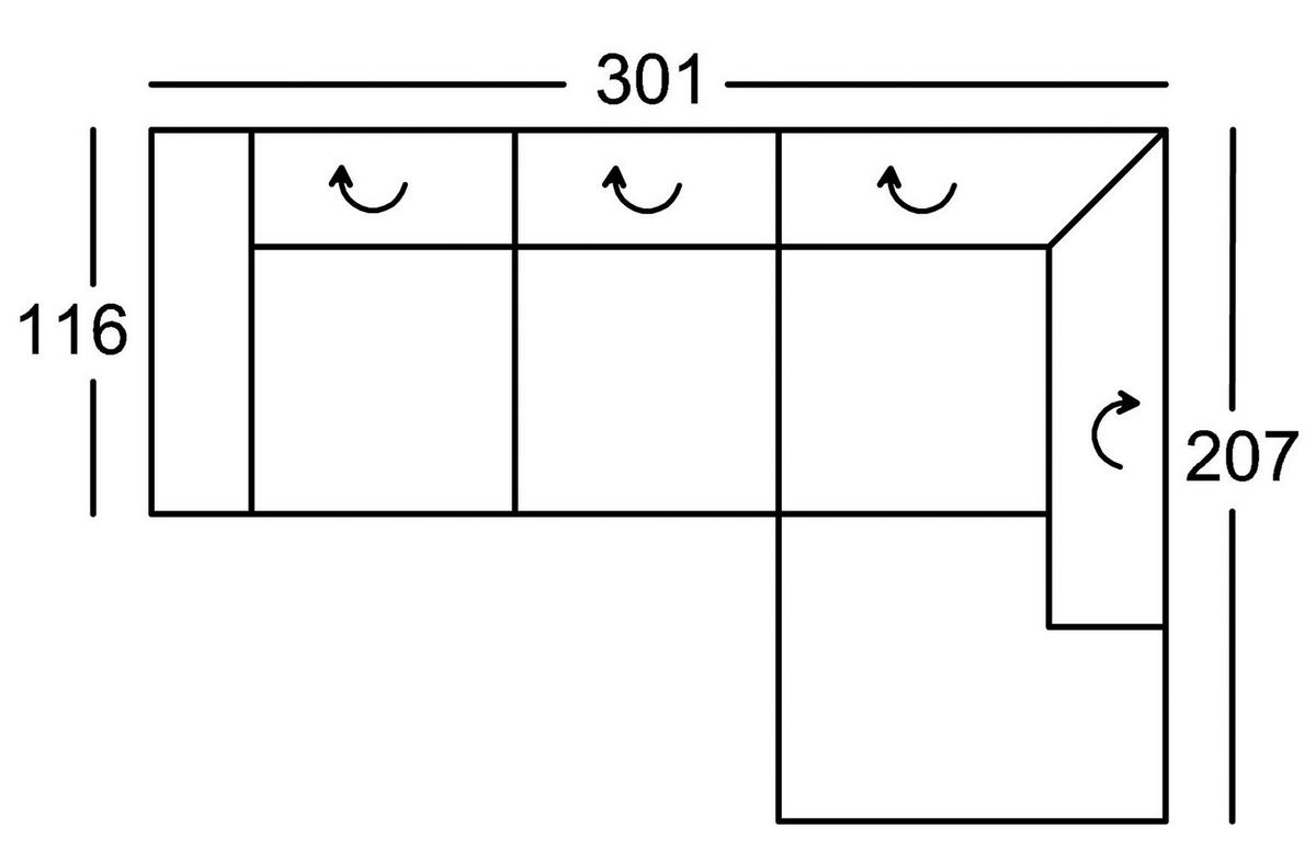 ECKSOFA  in Mikrofaser Dunkelgrau  301/207 cm  - Dunkelgrau/Schwarz, Design, Textil/Metall (301/207cm) - Xora