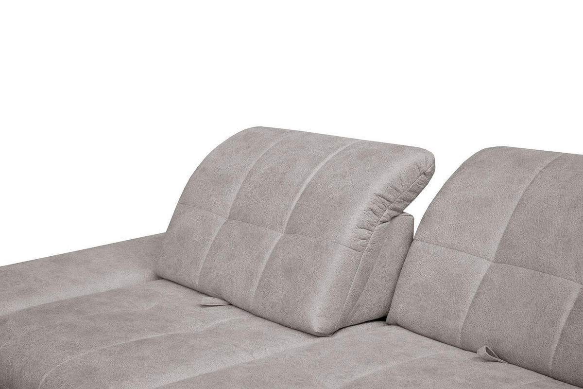 SAROKGARNITÚRA textil szürke  - krómszínű/szürke, Basics, textil/fém (340/198cm) - Xora