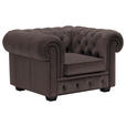 CHESTERFIELD-SESSEL - Wengefarben/Dunkelbraun, LIFESTYLE, Holz/Textil (115/76,5/96cm) - Landscape