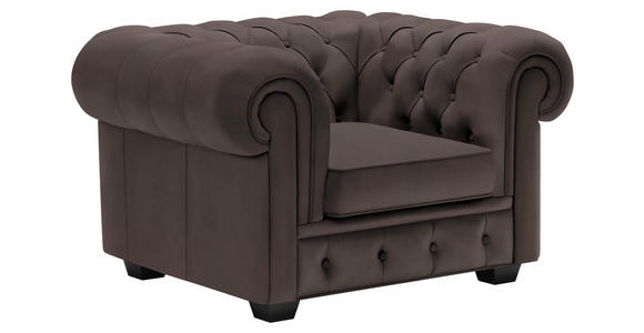 CHESTERFIELD-SESSEL - Wengefarben/Dunkelbraun, LIFESTYLE, Holz/Textil (115/76,5/96cm) - Landscape