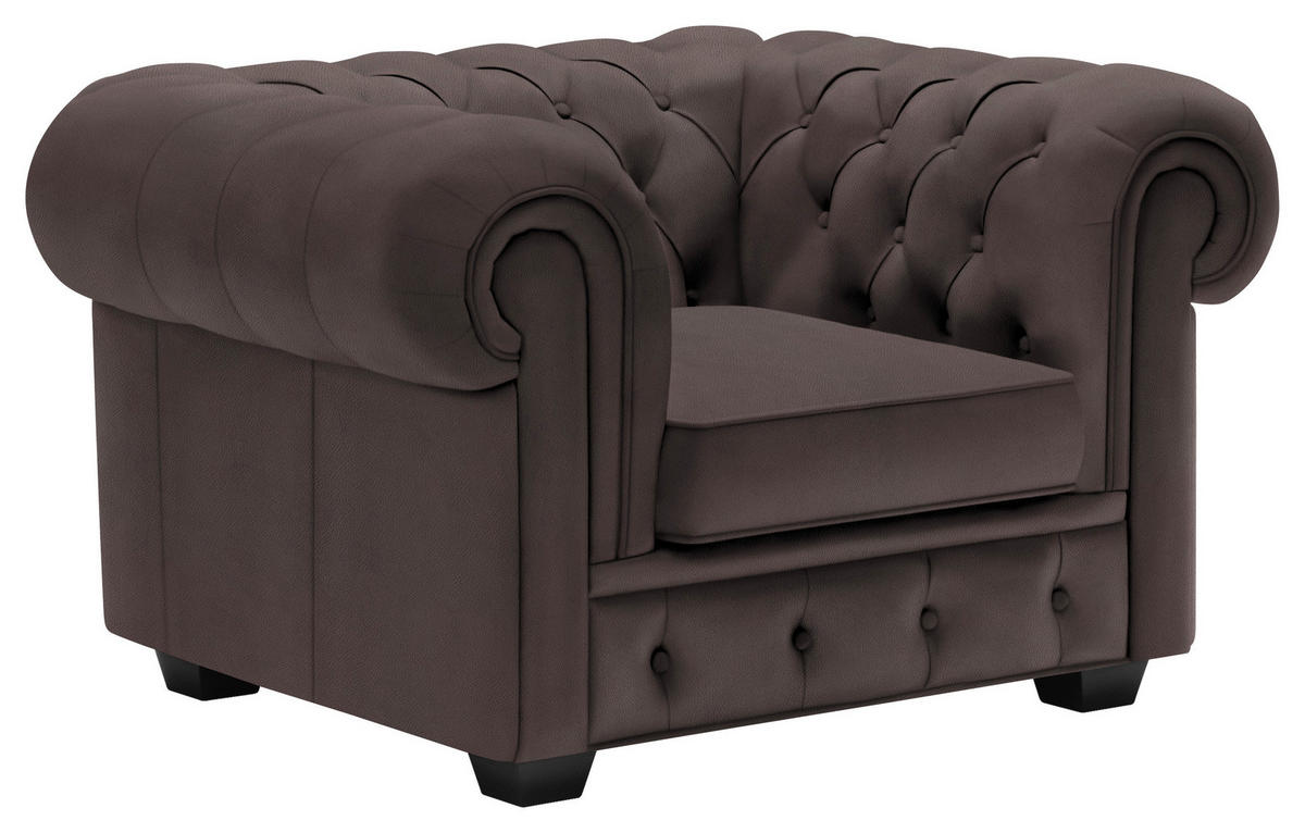 CHESTERFIELD-SESSEL - Wengefarben/Dunkelbraun, LIFESTYLE, Holz/Textil (115/76,5/96cm) - Landscape