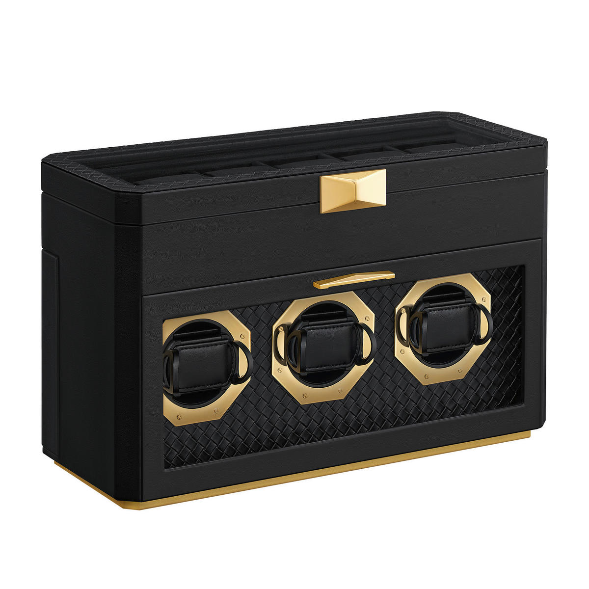 UHRENBOX - Schwarz, LIFESTYLE, Glas/Leder (40/25,3/16,2cm)