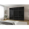 SCHWEBETÜRENSCHRANK 301/223/68 cm 3-türig Grau, Schwarz  - Alufarben/Schwarz, KONVENTIONELL, Glas/Holzwerkstoff (301/223/68cm) - Novel