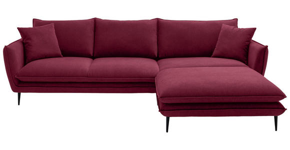 ECKSOFA  in Webstoff Bordeaux  304/196 cm  - Bordeaux/Schwarz, KONVENTIONELL, Textil/Metall (304/196cm) - Hom`in