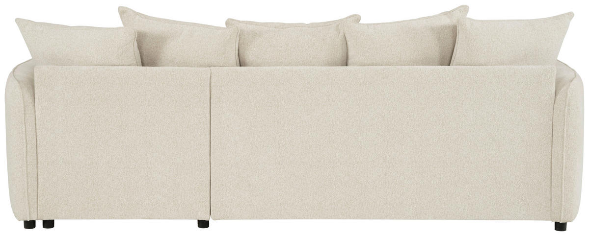 ECKSOFA in Chenille Creme  - Creme/Schwarz, Design, Kunststoff/Textil (254/160cm) - MID.YOU