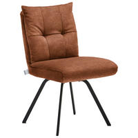 STUHL  in Velours Textil  - Rotbraun/Schwarz, Design, Textil/Metall (50/82/68cm) - Welnova