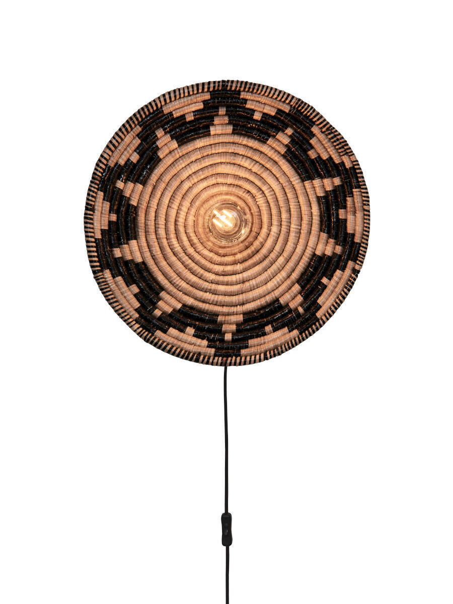 VÄGGLAMPA 45/6 cm   - vit/svart, Basics, naturmaterial (45/6cm) - Good & Mojo