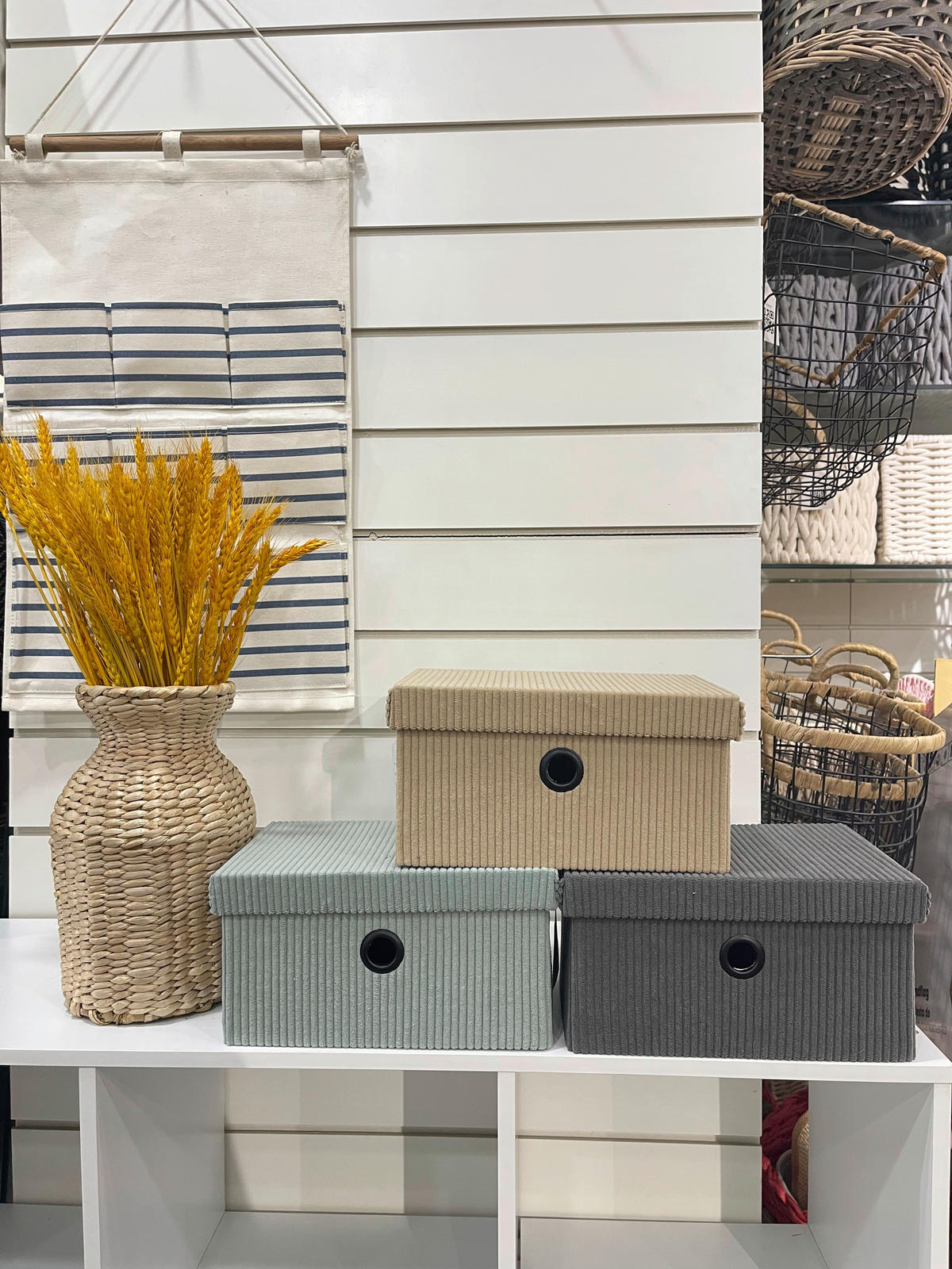 KUTIJA ZA ODLAGANJE  38/27/38 cm       - svetlosiva, Osnovno, tekstil (38/27/38cm)