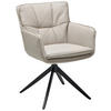 ARMLEHNSTUHL  in Stahl Echtleder pigmentiert  - Beige/Schwarz, Design, Leder/Metall (59/87/64.5cm) - Livetastic