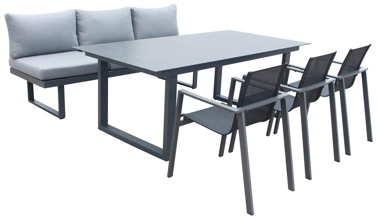 LOUNGEGARNITUR Aluminium  - Anthrazit/Grau, MODERN, Kunststoff/Metall (210/68/77/76cm) - Ambia Garden