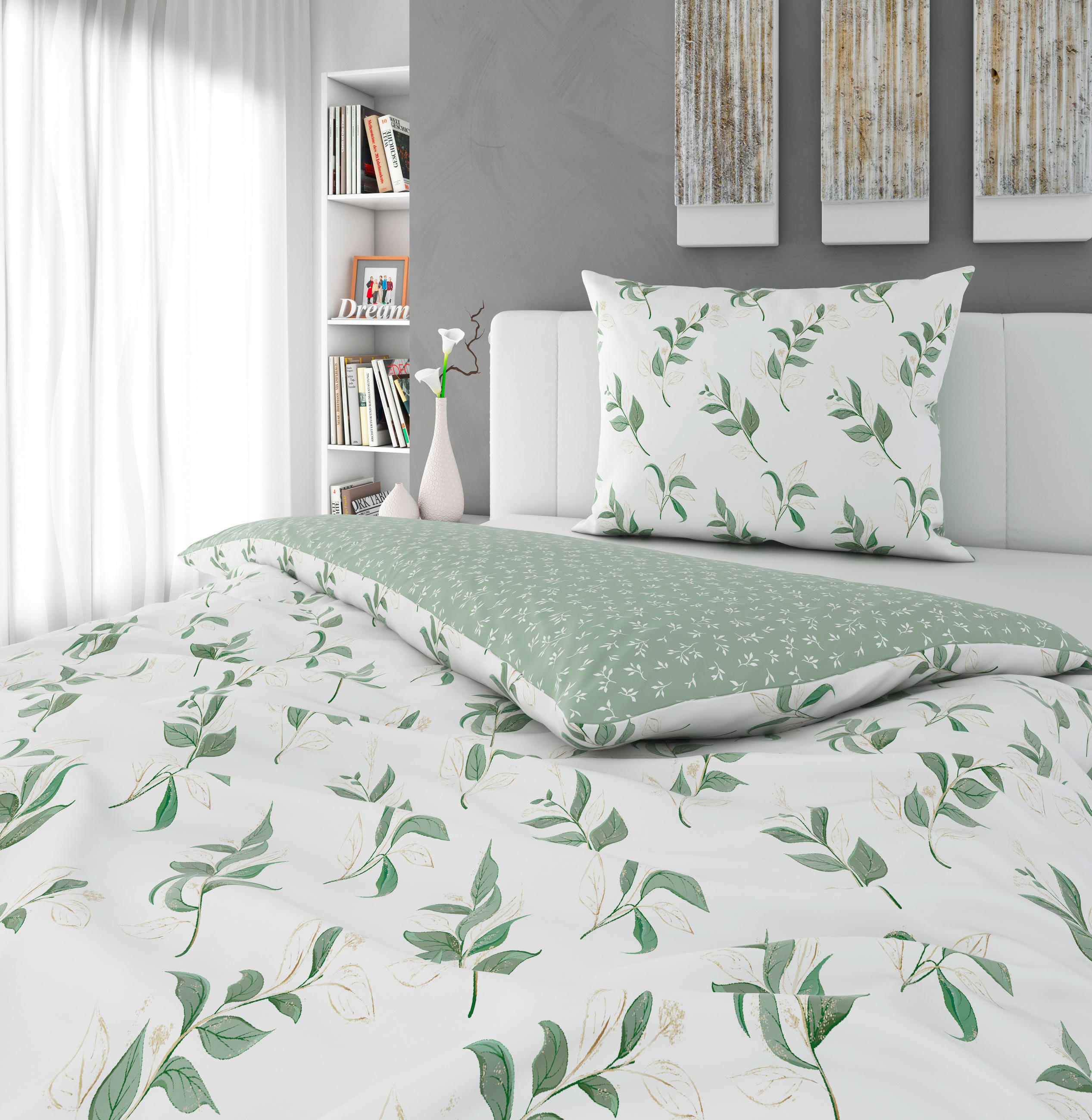 OBOJESTRANSKA POSTELJNINA IVY 140/200 cm saten naravne barve  - naravne barve, Konvencionalno, tekstil (140/200cm) - Esposa