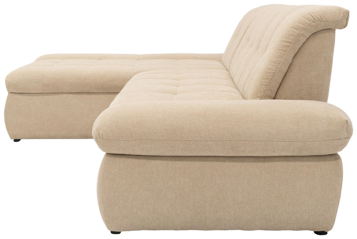 ECKSOFA Beige Mikrofaser  - Chromfarben/Beige, KONVENTIONELL, Textil/Metall (172/300cm) - MID.YOU