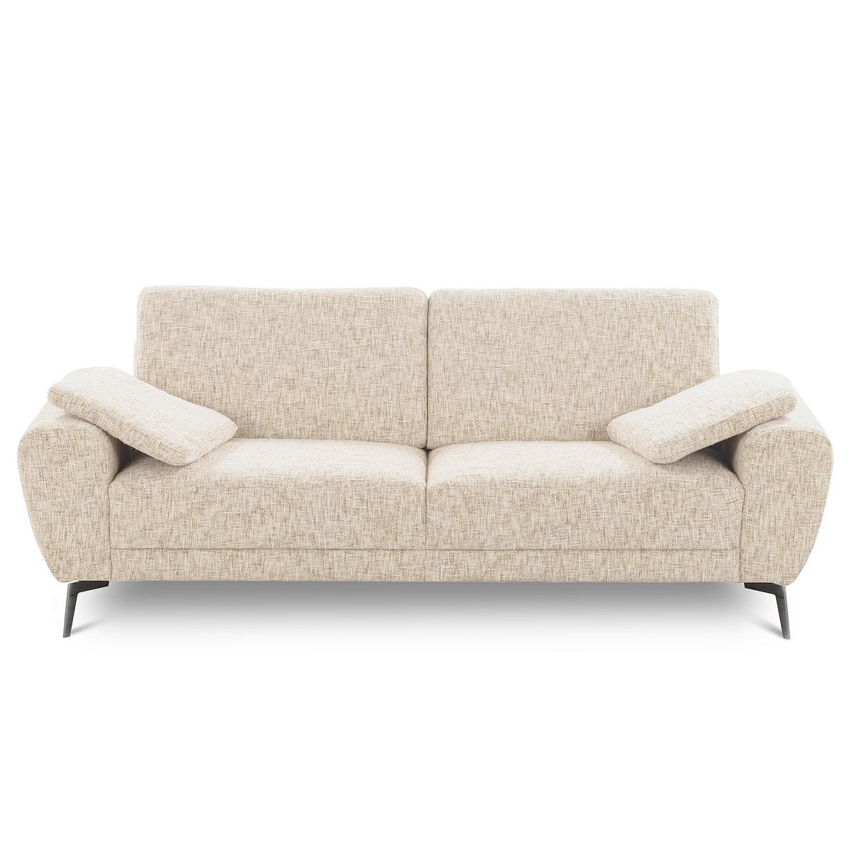 3-SITZER-SOFA SPRING Webstoff Beige  - Beige/Schwarz, Design, Textil/Metall (187/85/92cm) - Livetastic