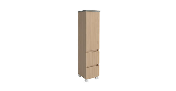 MIDISCHRANK 30/131/35 cm  - Eichefarben/Silberfarben, KONVENTIONELL, Holzwerkstoff/Kunststoff (30/131/35cm) - Xora
