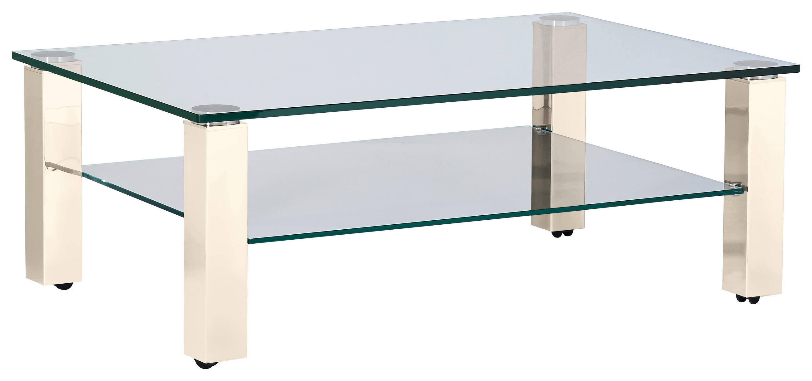 COUCHTISCH in Metall, Glas 110/70/42,5 cm  - Weiss/Creme, Design, Glas/Kunststoff (110/70/42,5cm)