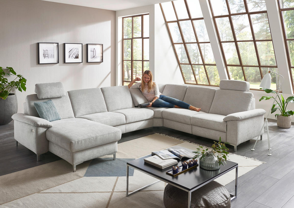 WOHNLANDSCHAFT in Chenille Silberfarben, Hellgrau  - Silberfarben/Hellgrau, Design, Textil/Metall (170/333/265cm) - Dieter Knoll