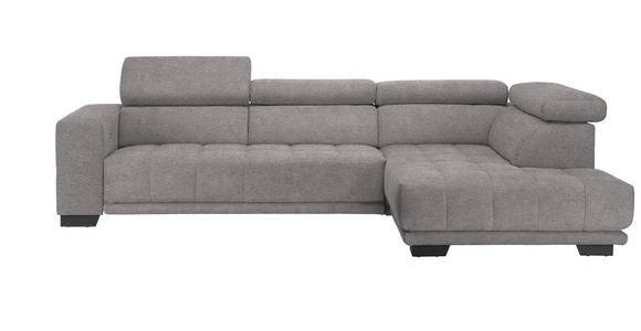 ECKSOFA in Mikrofaser Hellgrau  - Hellgrau/Schwarz, Design, Textil/Metall (301/207cm) - Xora