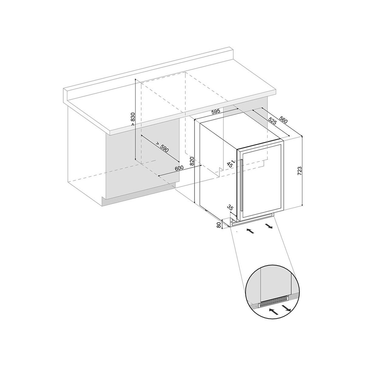 WEINKÜHLSCHRANK DAUF-46.138SS  - Edelstahlfarben, Basics, Glas/Holz (59,5/82/57cm)