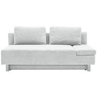 SCHLAFSOFA  mit Stoffauswahl, Schlafen auf Sitzhöhe, Armteil rechts Flachgewebe Creme  - Chromfarben/Creme, Design, Holz/Textil (205/77-93/99cm) - Novel