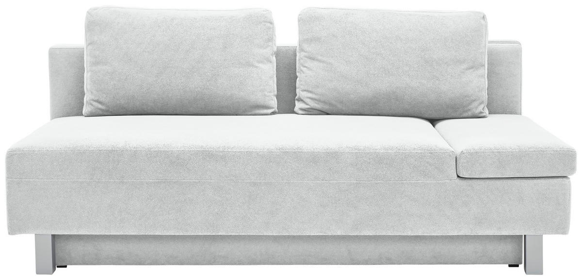 SCHLAFSOFA  mit Stoffauswahl, Schlafen auf Sitzhöhe, Armteil rechts Flachgewebe Creme  - Chromfarben/Creme, Design, Holz/Textil (205/77-93/99cm) - Novel