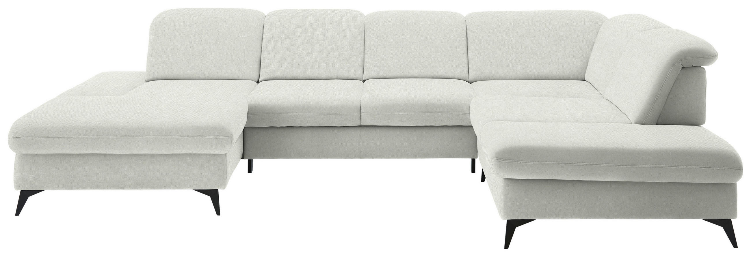 WOHNLANDSCHAFT  in Chenille Naturfarben  - Schwarz/Naturfarben, Design, Textil/Metall (198/364/255cm) - Beldomo Style