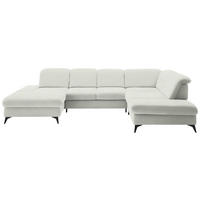 WOHNLANDSCHAFT  in Chenille Naturfarben  - Schwarz/Naturfarben, Design, Textil/Metall (198/364/255cm) - Beldomo Style