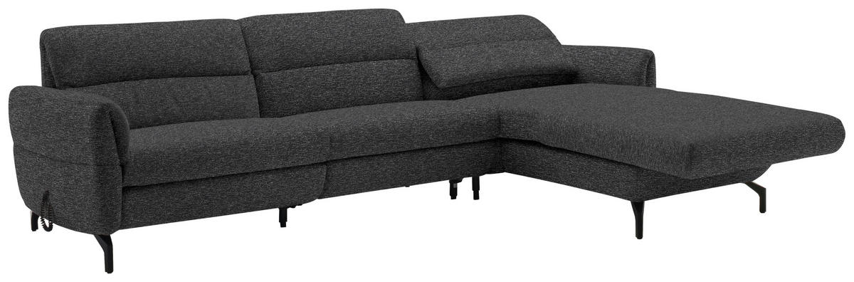 ECKSOFA Anthrazit Chenille  - Anthrazit/Schwarz, Design, Textil/Metall (299/187cm) - Schöner Wohnen