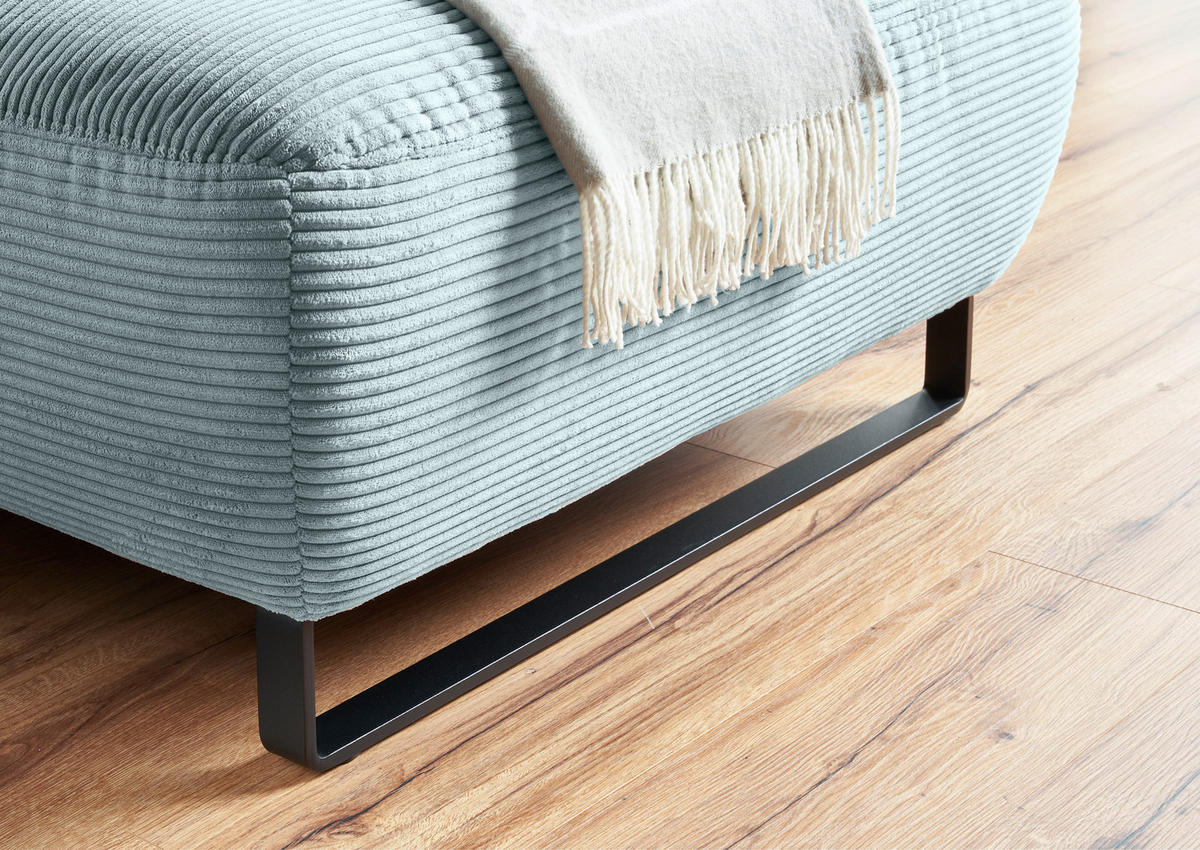 ECKSOFA in Cord Hellblau  - Schwarz/Hellblau, Konventionell, Textil/Metall (266/180cm) - Hom`in